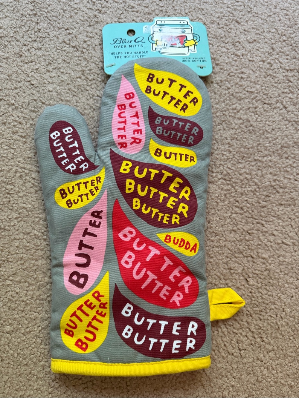 Blue Q Butter Butter Butter Oven Mitt WW125 NWT 100% Cotton Funny Kitchen Gift